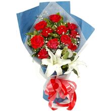 Send Miss You Roses with white Lily to Dhaka in Bangladesh