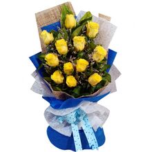 Send 12 Yellow Roses in Bouquet to Dhaka in Bangladesh