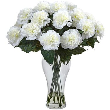 Send 12 Pcs. White Carnations in Vase to Bangledesh