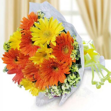 Send 18 Yellow and Orange Gerberas to Bangladesh