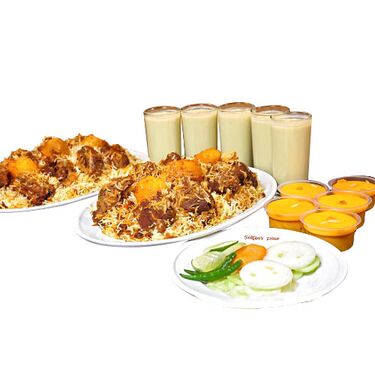 send sultans dine- 5 person kachchi biryani with borhani and jorda/firni to dhaka