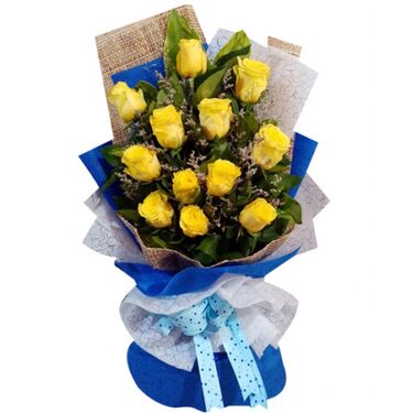 Send 12 Yellow Roses in Bouquet to Dhaka in Bangladesh